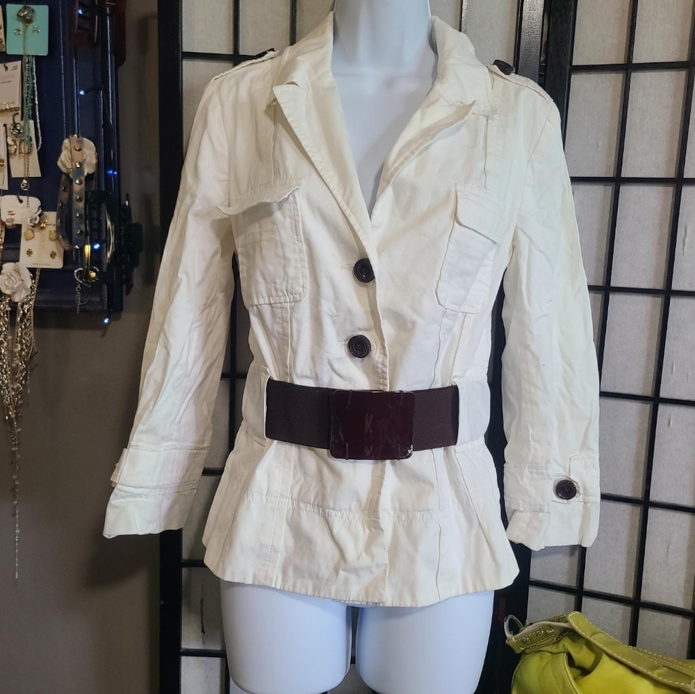 ZARA belted button-up safari jacket L